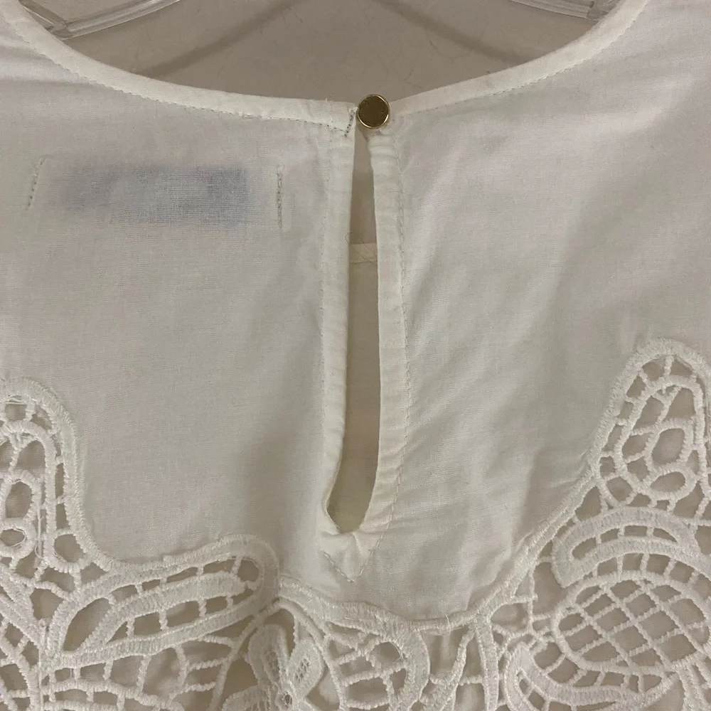 Abercrombie & Fitch Crochet Boho Cream Off-White Long Sleeve Blouse Size M - Picture 4 of 7